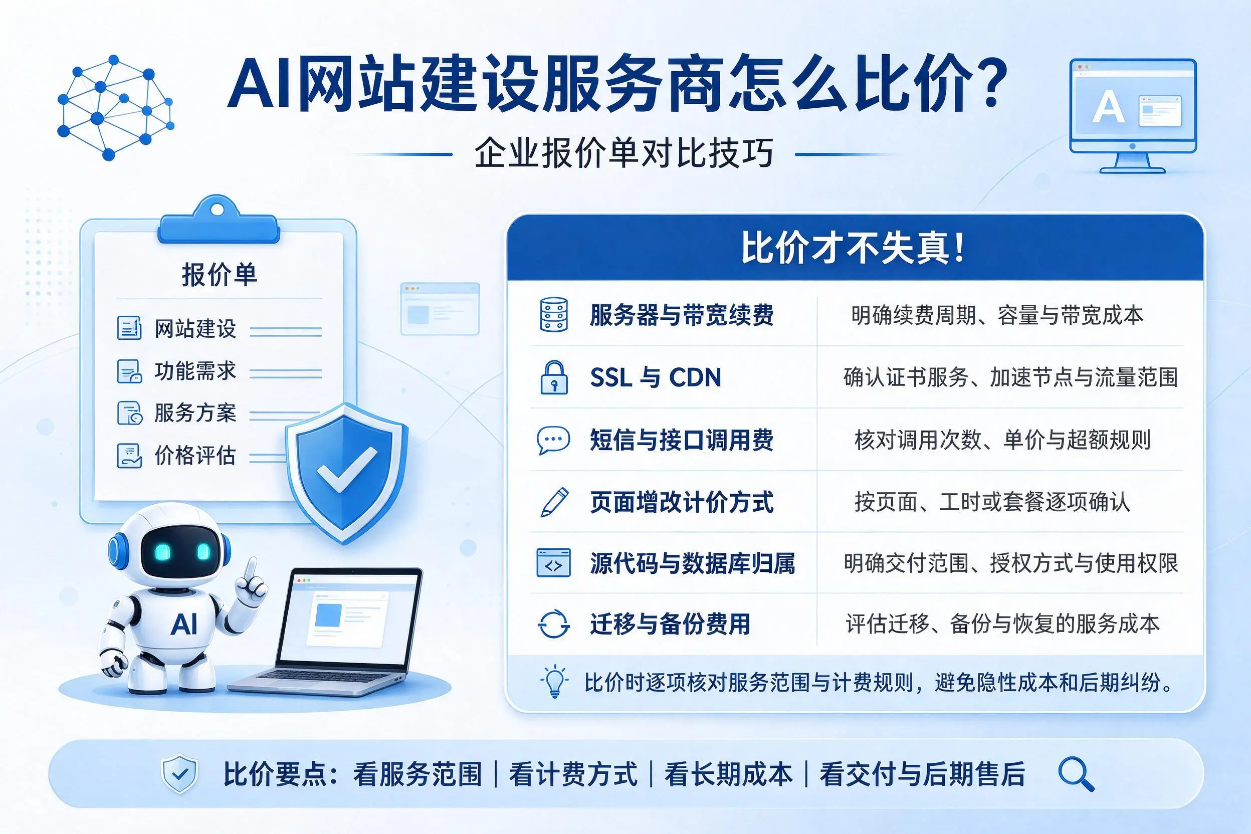AI网站建设服务商怎么比价？乌海企业报价单对比技巧