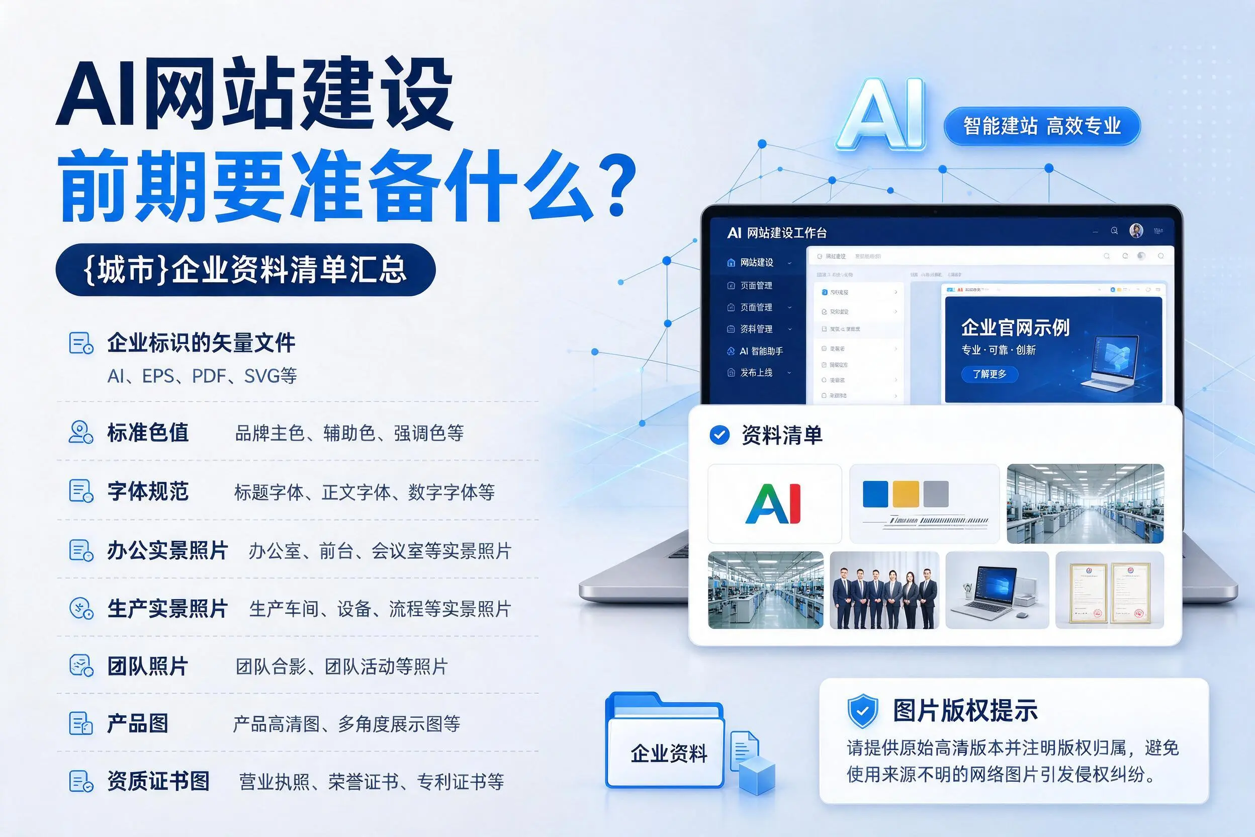 AI网站建设前期要准备什么？乌海企业资料清单汇总